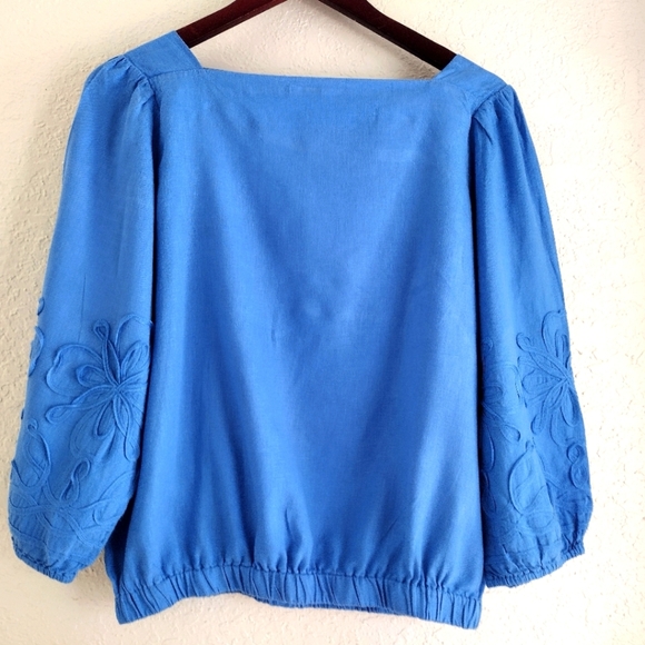 Ann Taylor Linen Blend Boatneck Blouse - Picture 2 of 8